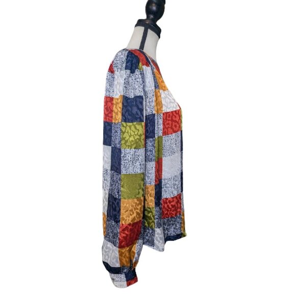 Vintage Nicola Patchwork Print Blouse Women’s Size 10– Made in USA - Picture 2 of 10